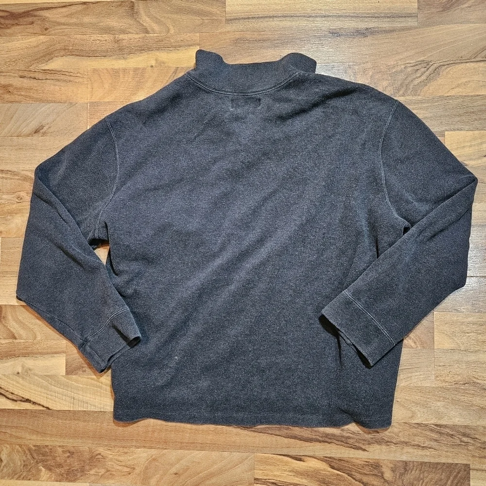 Polo Ralph Lauren 1/4 Zip Leather Pull tab Gray Long Sleeve Sweater XXL - Picture 9 of 9